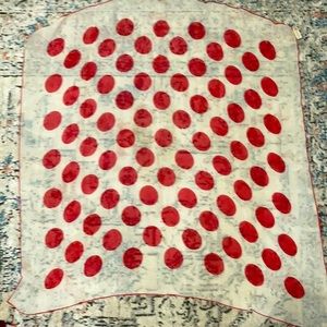 Barr& Beards Square 100% Silk Scarf Large Red polka Dot 1950s